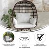 Flash Furniture Zola Brown/Cream Oversized Wicker Egg Swivel Lounge Chair w/4 Cushions SB-C-335-BR-CR-GG